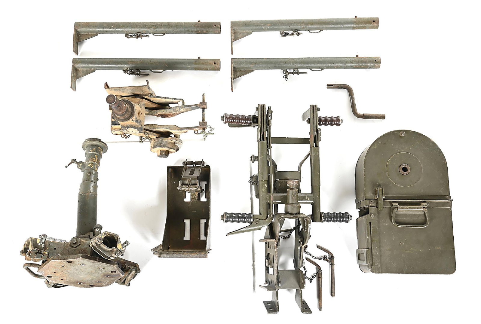 BROWNING .50 CALIBER MACHINE GUN HEAVY WAIST MOUNT WITH MULTIPLE CRADLES AND “TOMBSTONE” (1 of 1)