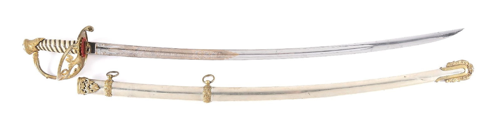 US CIVIL WAR PRESENTATION GRADE "UNION FOR EVER" M1860 CAVALRY SABER, EX-THILLMANN. (1 of 8)
