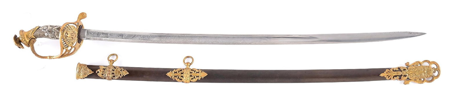 US CIVIL WAR PRESENTATION GRADE EMERSON & SILVER NON REGULATION MODEL OF 1847 OFFICER'S SWORD (1 of 14)