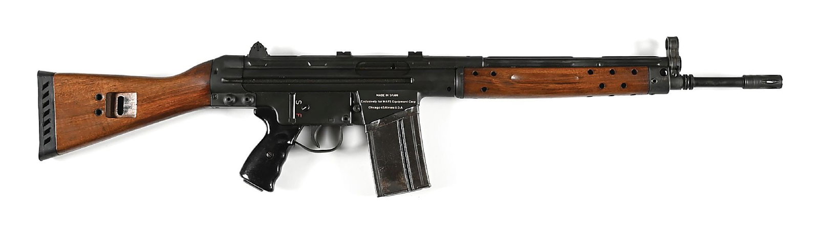 (C) EARLY AND RARE MARS SPANISH CETME SPORTER SEMI-AUTOMATIC RIFLE.: These were the first and only true Spanish CETME rifles imported into the US with just 1254 semi-automatic CETME-Cs brought in by MARS Equipment Corp of Chicago between 1966 and 1971. Phosphate finish