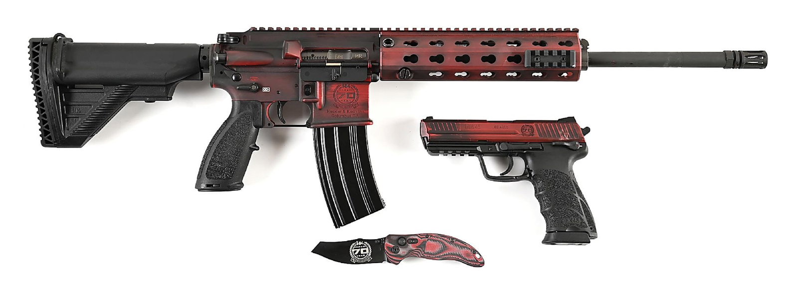 (M) LOT OF 2: HECKLER & KOCH 70TH ANNIVERSARY MR556A1 RIFLE AND HK45 PISTOL CASED SET. (1 of 20)