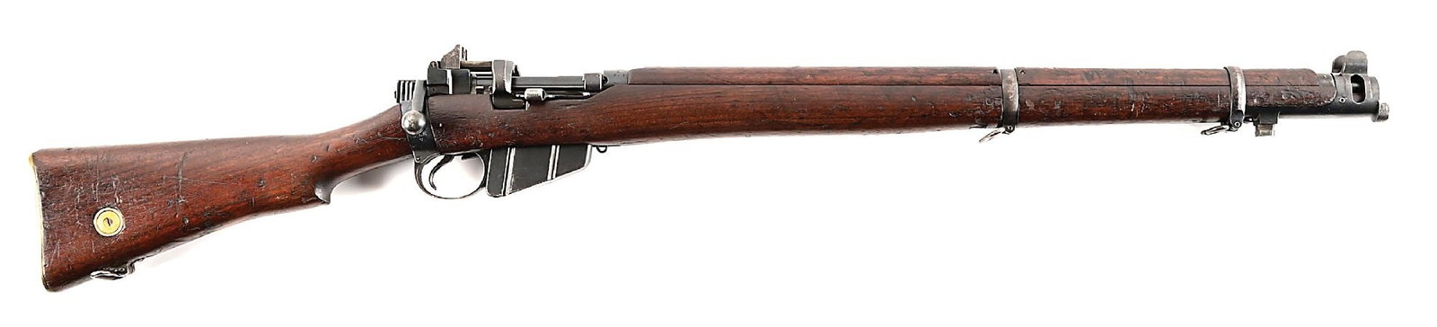 (C) ENFIELD SHTLE NO. 1 MARK V BOLT ACTION TRIALS RIFLE.: 20,000 were produced for field trials from 1922 to 1924, with this example dated 1924. Thess updated pattern rifles feature a new aperture rear sight located at the rear of the receiver and a longer h