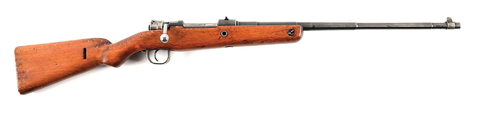 (C) LATE WWII GERMAN STEYR "BNZ45" VOLKSSTURMKARABINER VK98 BOLT ACTION RIFLE.: Extremely scarce late war VK98 Volkssturmkarabiner by Steyr. BNZ45 dated receiver with serial number 5567 on left side of chamber. Rudimentary dovetail affixed rear sight and banded blade front sight.