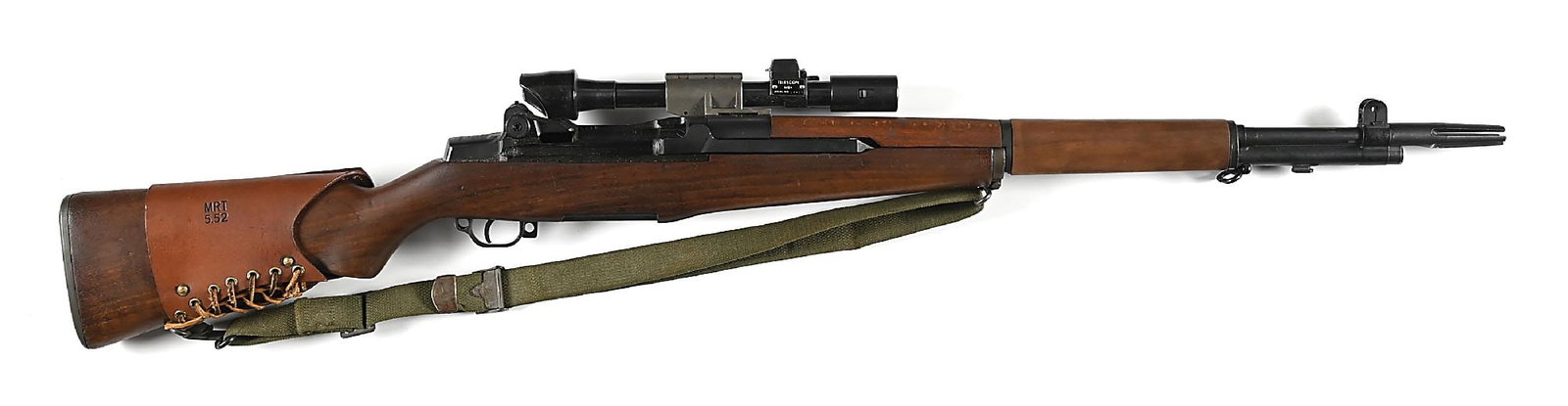 (C) SPRINGFIELD M1D GARAND .30-06 SEMI-AUTOMATIC RIFLE.: This rifle was originally manufactured in September 1943 for World War II and rebuilt into an M1D sniper post-War. Springfield barrel dated "6-52", the drawing number hidden under the top wood as is c