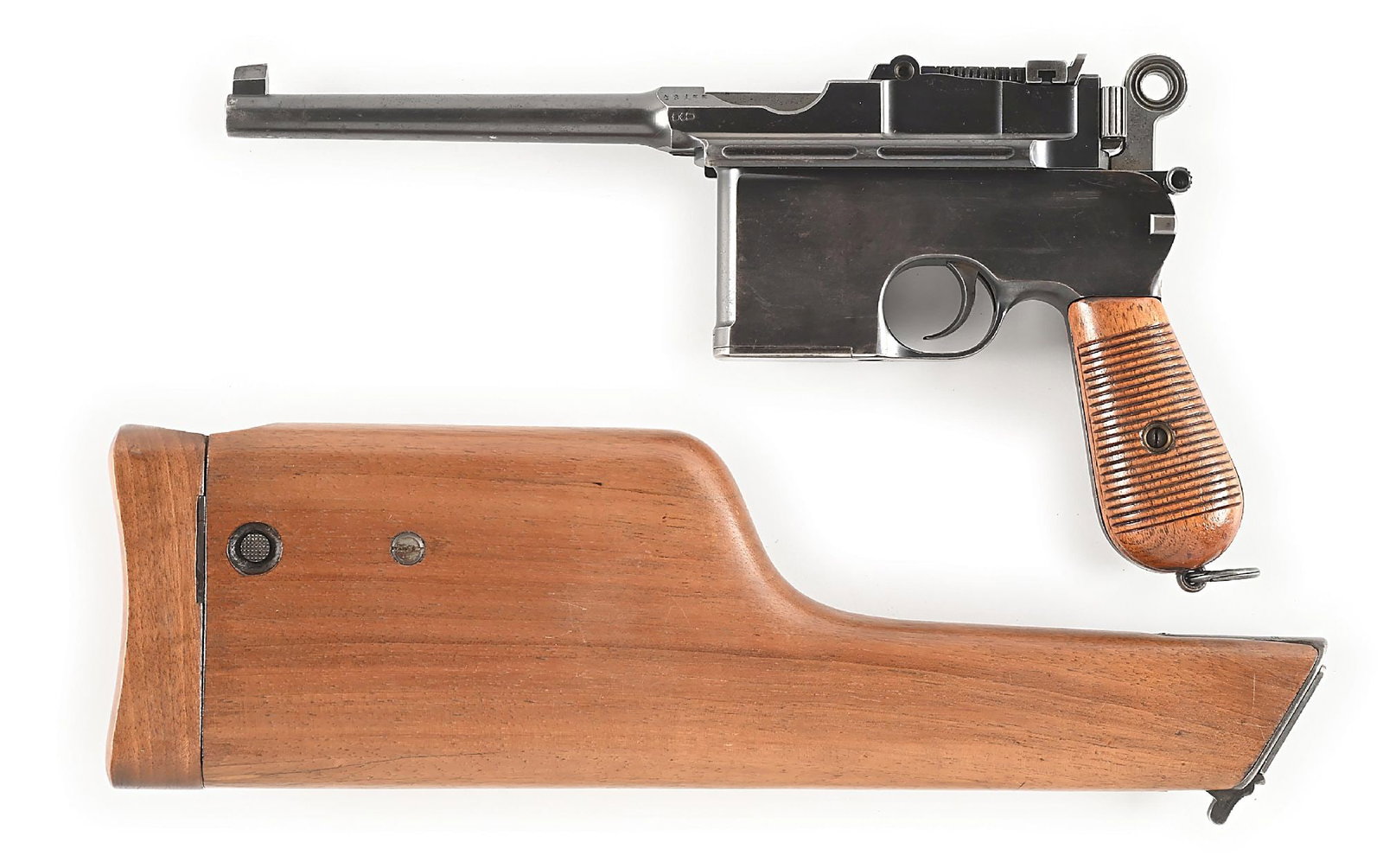 (C) MAUSER C96 LARGE RING FLATSIDE .30 MAUSER SEMI-AUTOMATIC PISTOL WITH STOCK/HOLSTER. (1 of 9)