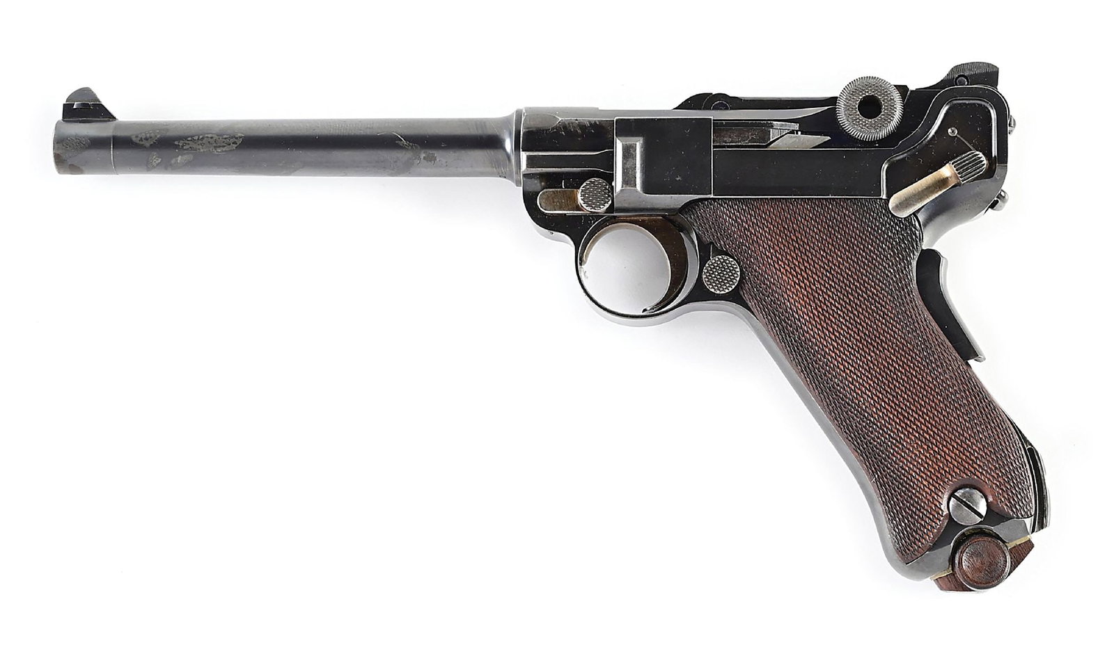 (C) PROTOTYPE DWM MODEL 1904 NAVY LUGER SEMI-AUTOMATIC PISTOL.: Extremely rare and desirable 1904 Navy Luger. This gun is listed by serial number in the book by Jan Still, Imperial Lugers on Page 162. It has matching numbers to include the breach block, front togg