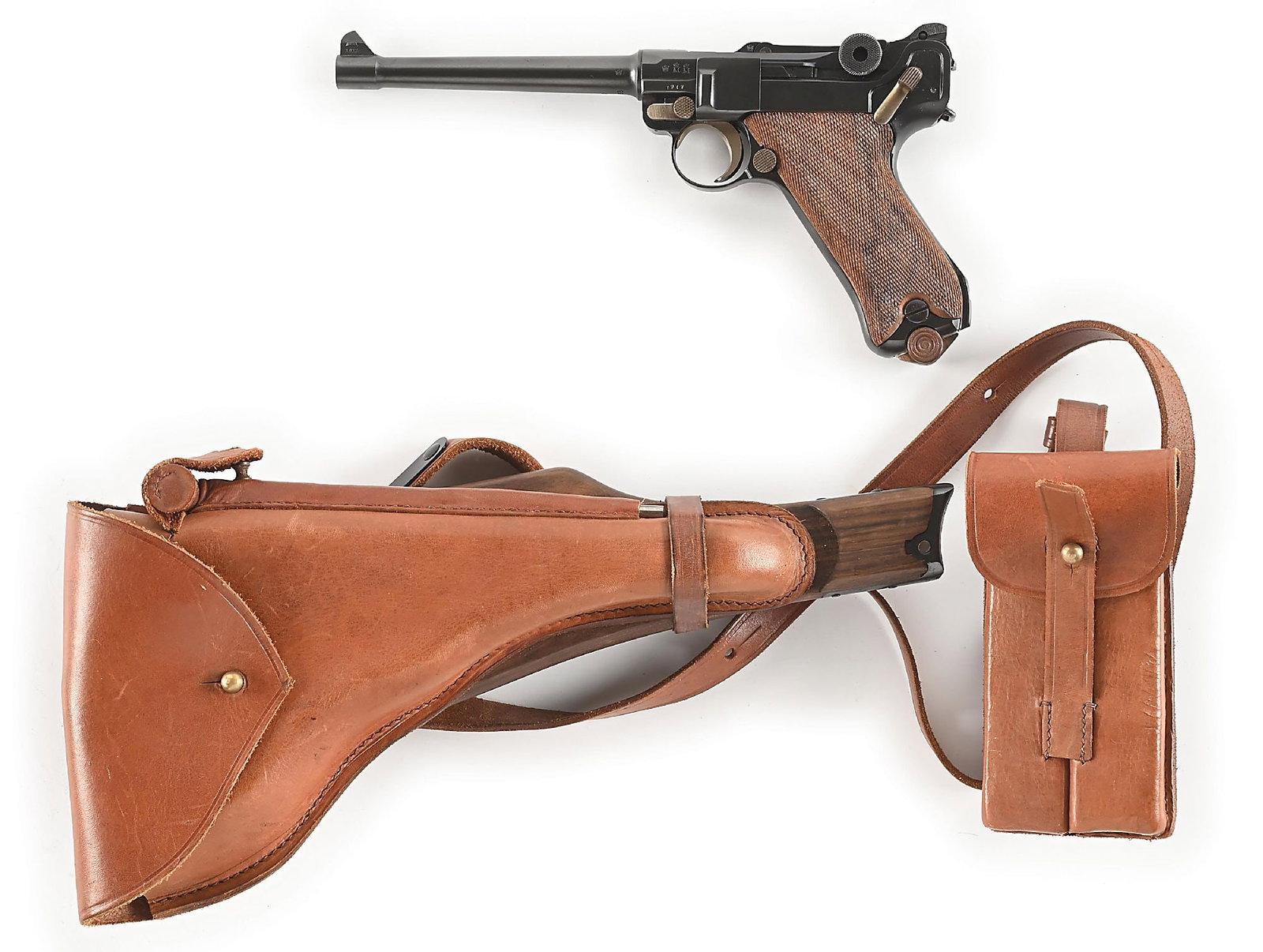(C) DWM 1914 NAVY LUGER 9MM SEMI-AUTOMATIC PISTOL WITH HOLSTER AND RIG. (1 of 11)