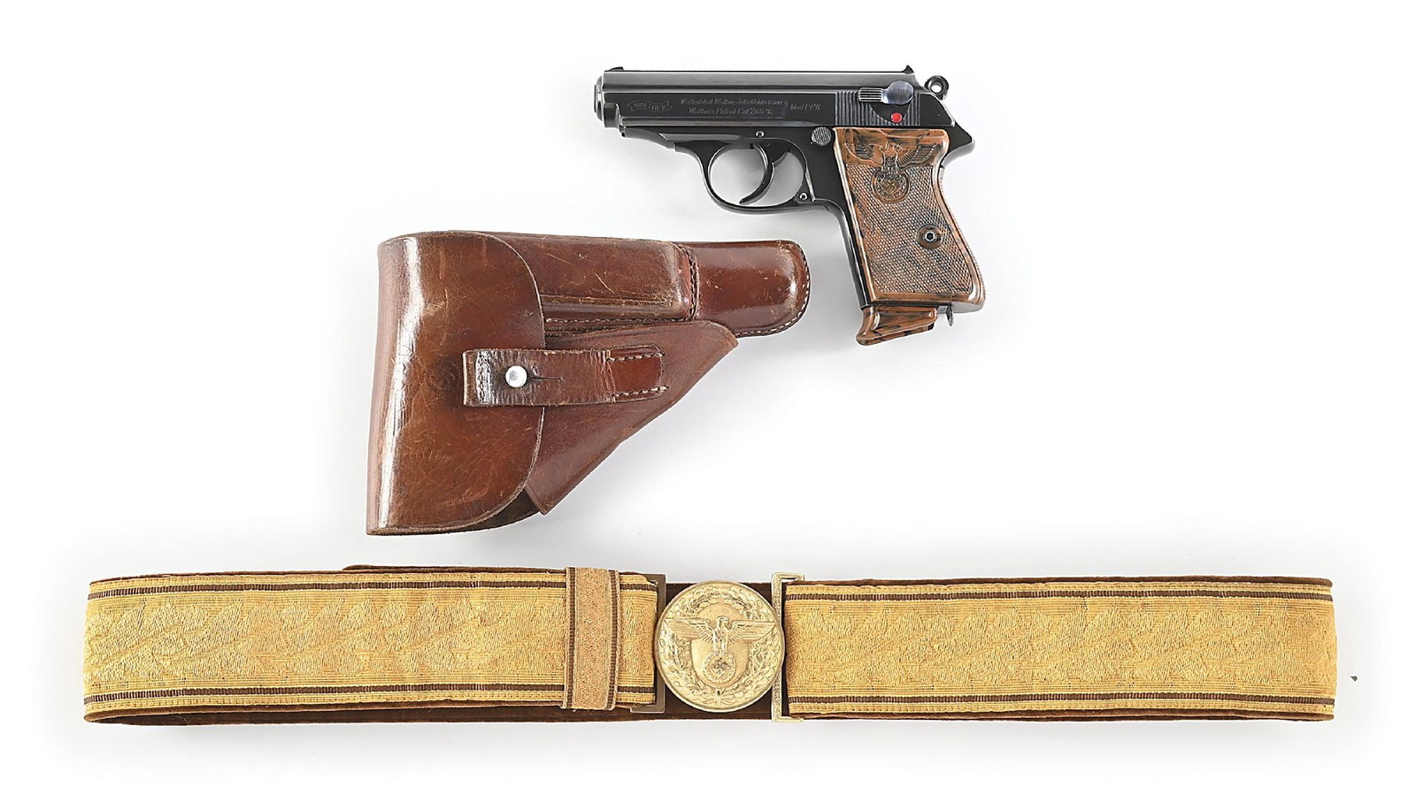 (C) FINE PARTY LEADER WALTHER PPK SEMI-AUTOMATIC PISTOL WITH BELT AND HOLSTER. (1 of 11)