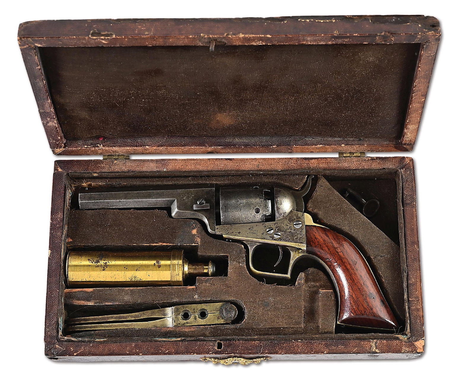 (A) CASED COLT MODEL 1848 BABY DRAGOON PERCUSSION REVOLVER. (1 of 11)