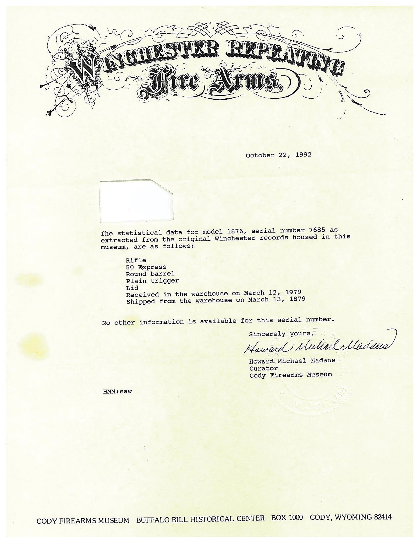 (A) TREMENDOUS WINCHESTER 1876 .50 EXPRESS LEVER ACTION RIFLE WITH FACTORY LETTER. - 14
