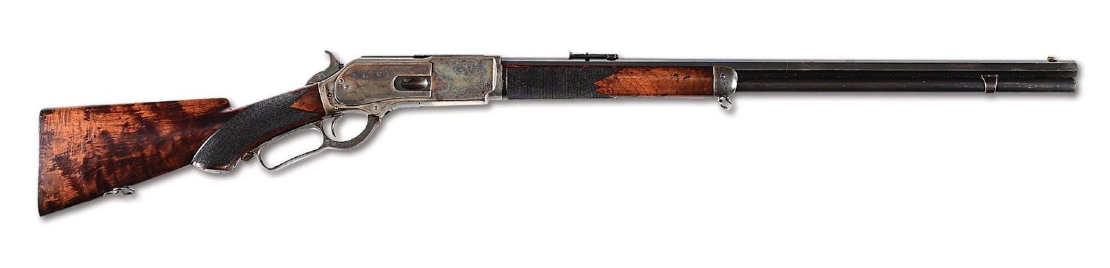 (A) SPECIAL ORDER DELUXE WINCHESTER MODEL 1876 LEVER ACTION RIFLE. (1 of 14)