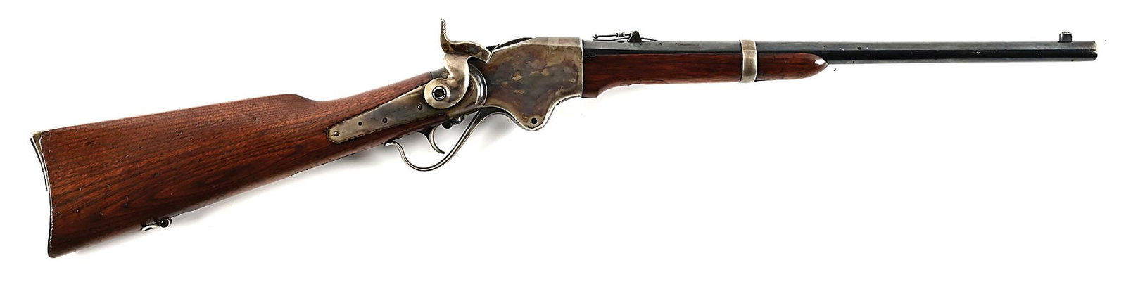 (A) SPENCER MODEL 1865 LEVER ACTION SADDLE RING CARBINE. (1 of 8)