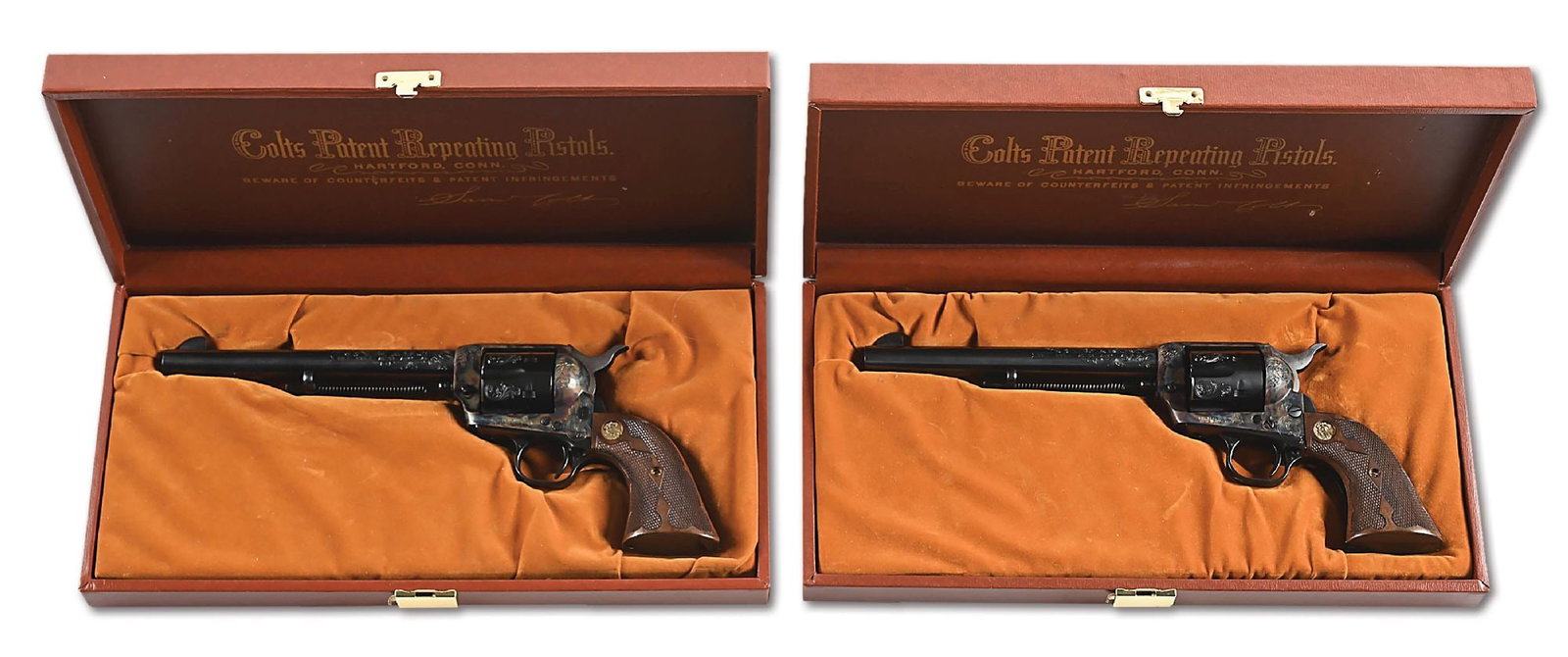 (M) PAIR OF FACTORY ENGRAVED COLT SINGLE ACTION ARMY REVOLVERS INSCRIBED TO COLT HISTORIAN KATHLEEN (1 of 20)