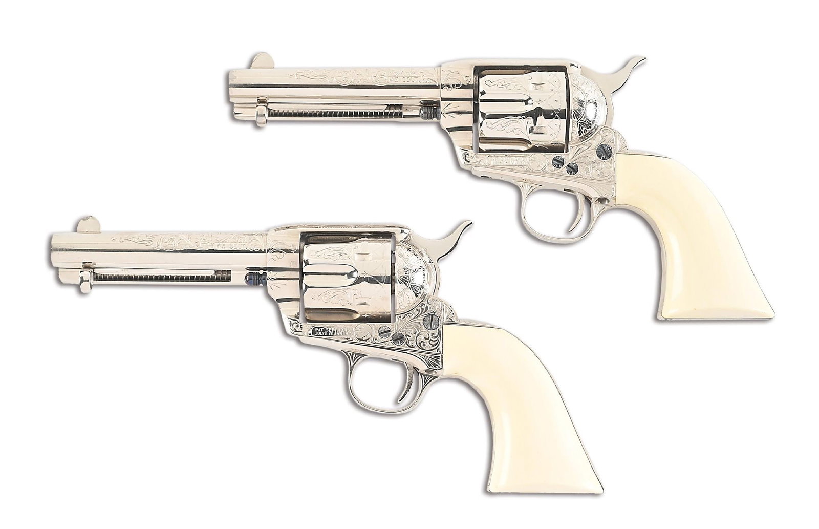 (M) LOT OF 2: PAIR OF ENGRAVED CONSECUTIVE COLT SINGLE ACTION ARMY REVOLVERS. (1 of 14)