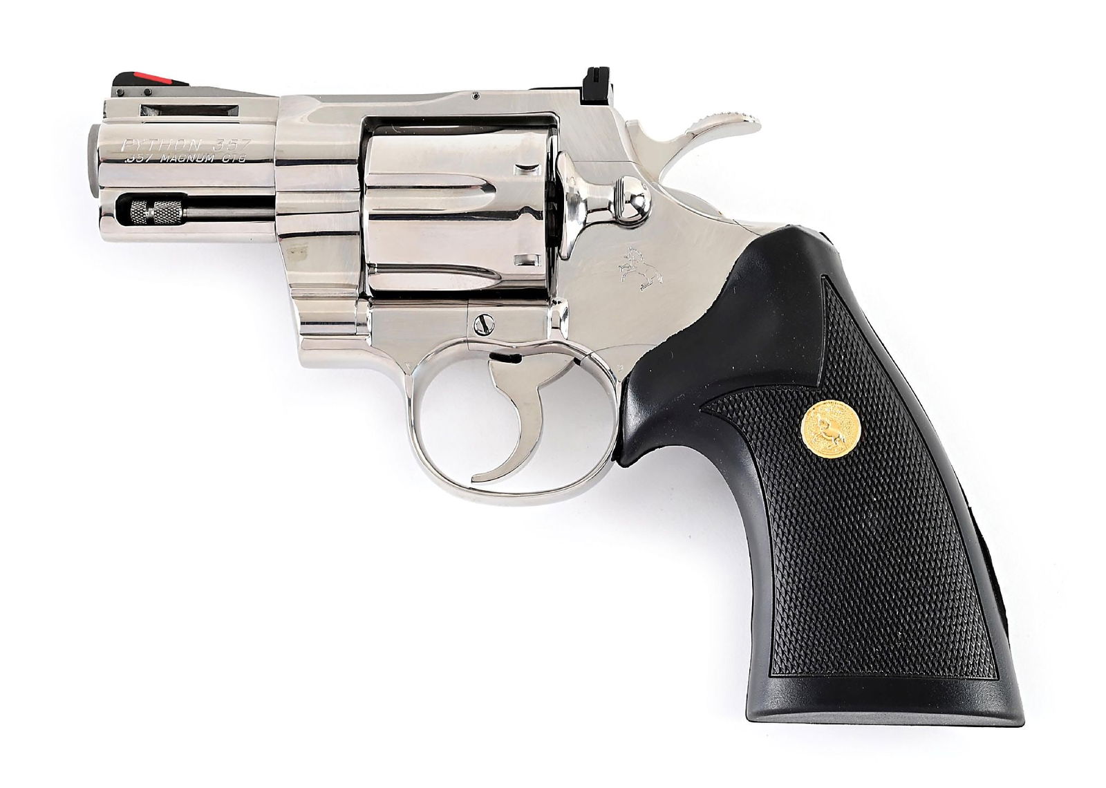 (M) SCARCE BRIGHT STAINLESS COLT PYTHON .357 MAGNUM DOUBLE ACTION REVOLVER WITH BOX (1 of 10)