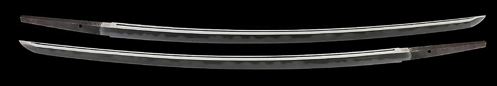 IZUMI NO KAMI OWARI NOBUIE KATANA WITH MOUNTS AND NBTHK PAPERS: While Nobuie originally signed his swords with a different character, he changed after receiving the title Izumi no Kami, a title granted by the Imperial Court in recognition of his craftsmanship; thi