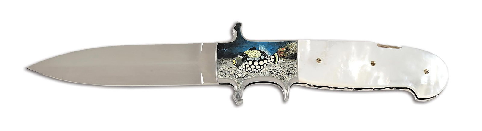 FABRIZIO SILVESTRELLI CUSTOM SUBHILT FIGHTER LOCKBACK KNIFE ENGRAVED BY MARIO TERZI. (1 of 6)