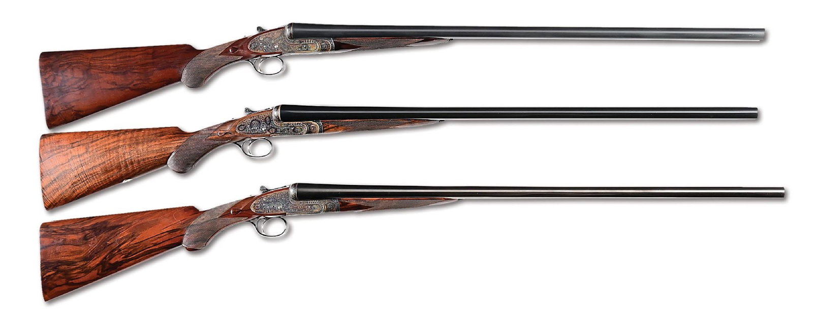 (C) SEQUENTIAL TRIO OF BOSS 12 GAUGE SIDE BY SIDE SLE SHOTGUNS. (1 of 20)