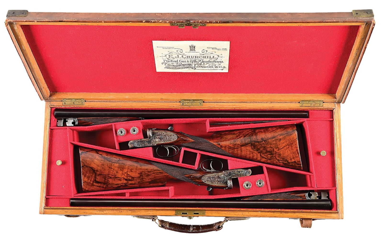 (C) PAIR OF E.J. CHURCHILL 12 GAUGE SIDE BY SIDE SHOTGUNS. (1 of 20)