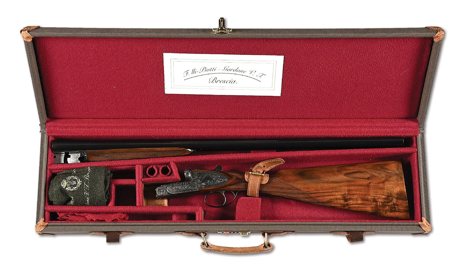 (C) PIOTTI SIDELOCK EJECTOR 20 BORE SIDE BY SIDE SHOTGUN.: Outstanding small bore Piotti sidelock double, produced in the Holland & Holland pattern, cased with accessories. Blue and case color finishes with hand rubbed oil finished highly figured walnut stock
