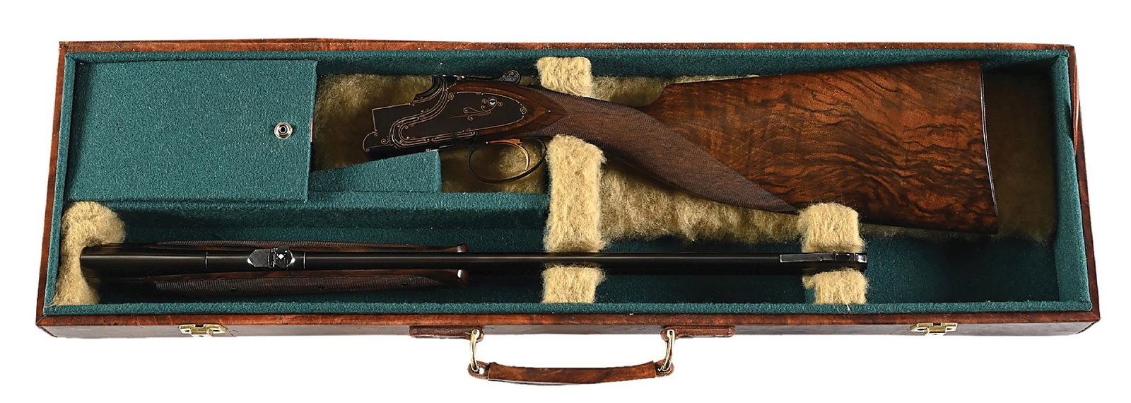 (M) FINE AND RARE GOLD INLAID BELGIAN BROWNING EXPRESS 25 SUPERPOSED DOUBLE RIFLE IN .270 (1 of 12)