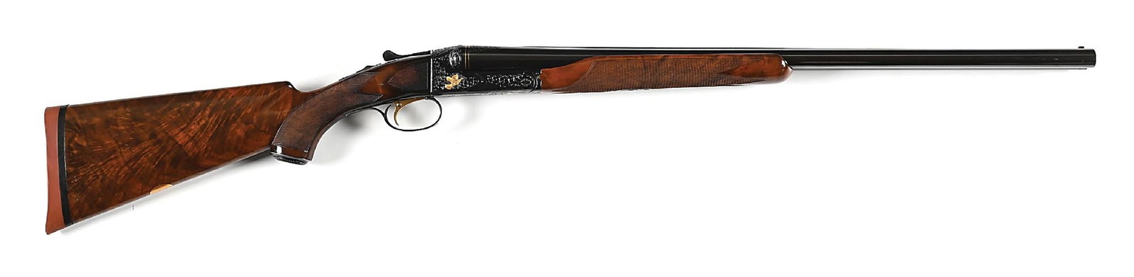 (C) WINCHESTER MODEL 21 TRAP 12 GAUGE SIDE BY SIDE SHOTGUN WITH UPGRADED ENGRAVING BY THE NOTED MIKE (1 of 9)