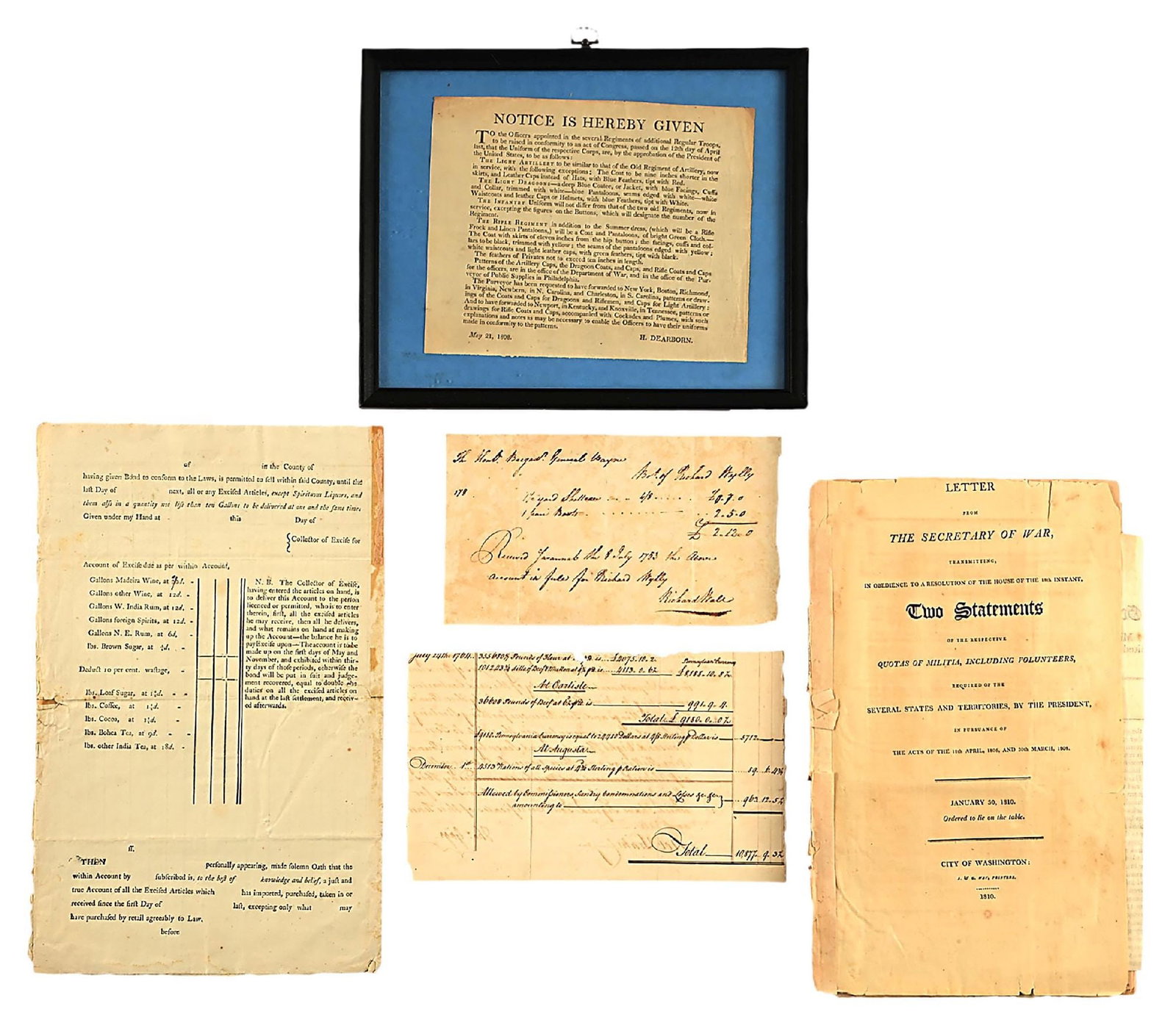 WAR DEPARTMENT STATEMENTS, 1808 UNIFORM REGULATIONS, GEN. WAYNE BUYS BOOTS. (1 of 3)