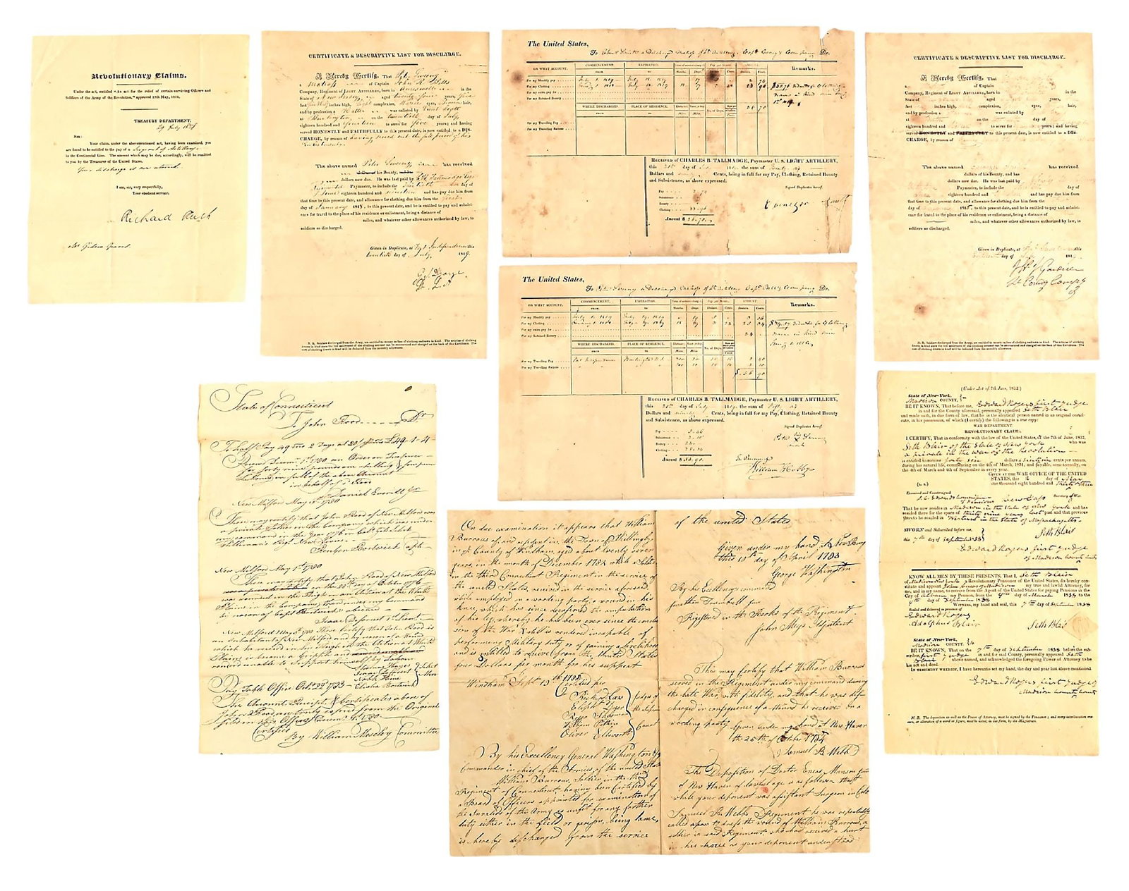 LOT OF REVOLUTIONARY WAR PENSION DOCUMENTS. (1 of 7)