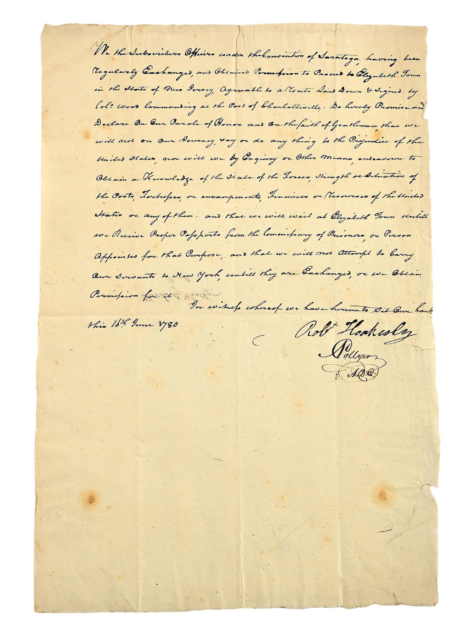 WAGONMASTER HOAKESLY AND COMMISSARY COLLYER GAIN PAROLE FROM SARATOGA (1 of 3)