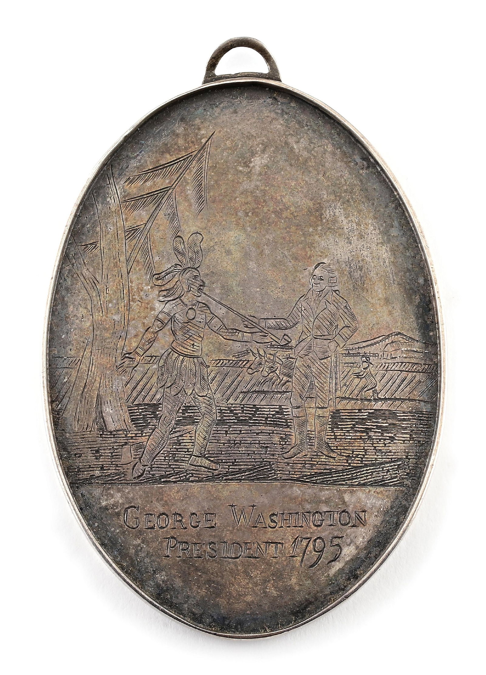 SILVER GEORGE WASHINGTON PEACE MEDAL DATED 1795. (1 of 2)