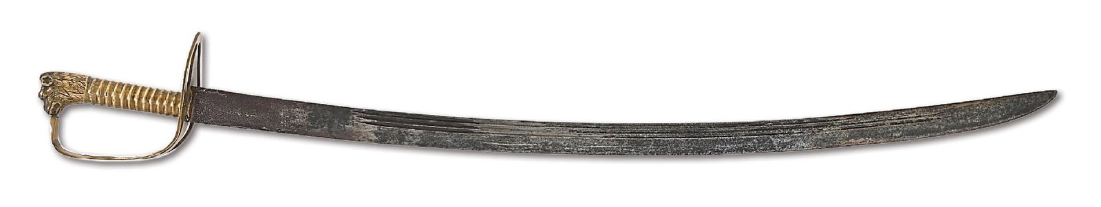 BRASS AMERICAN LION HEAD POMMEL HORSEMAN'S SABER. (1 of 11)