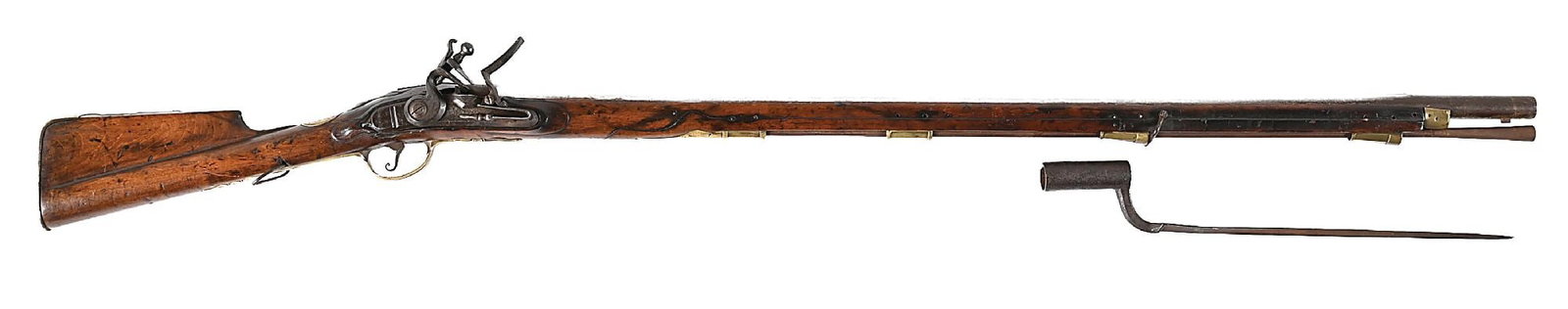 (A) PRUSSIAN POTSDAM MODEL 1740 FLINTLOCK MUSKET WITH BAYONET. (1 of 9)