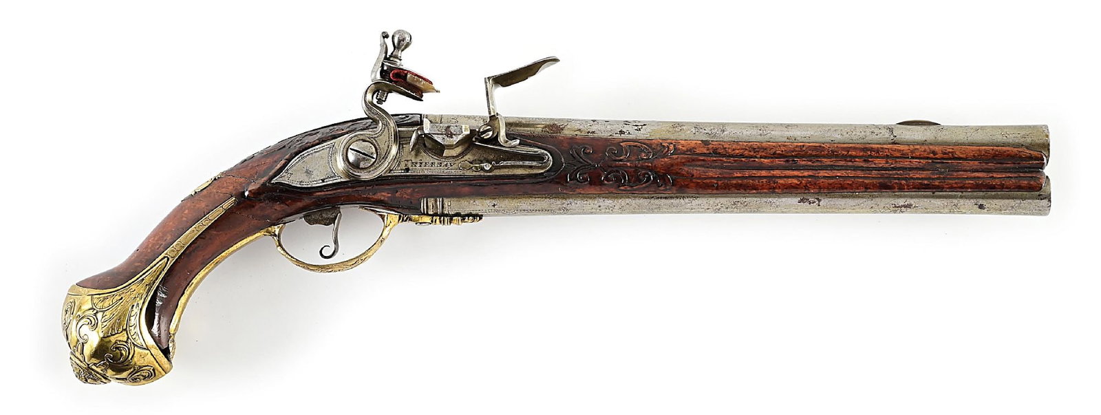 (A) IMPORTANT EARLY 18TH CENTURY SUPERPOSED FLINTLOCK PISTOL BY THIERMAY, EX KINDIG COLLECTION. (1 of 17)