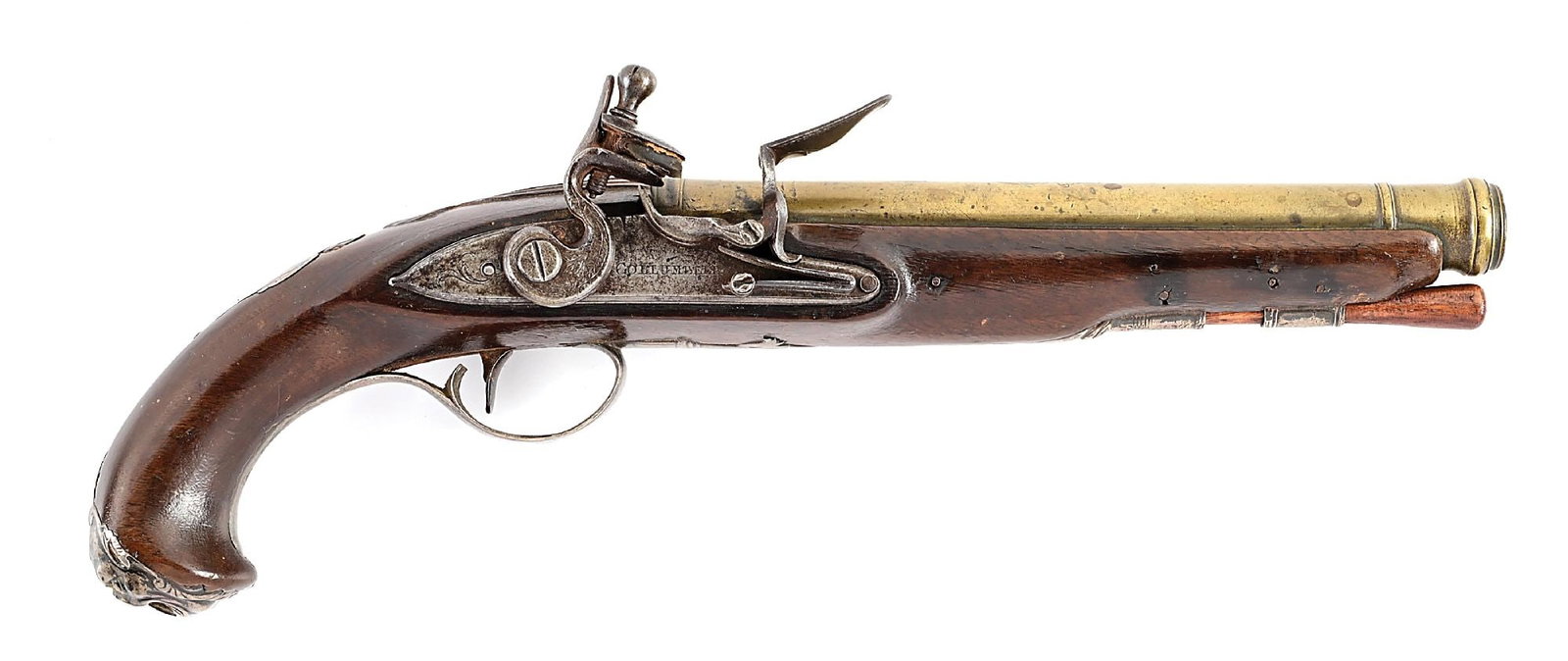 (A) AMERICAN REVOLUTIONARY WAR FLINTLOCK OFFICER'S PISTOL, POSSIBLY JOHN HILLS. (1 of 14)