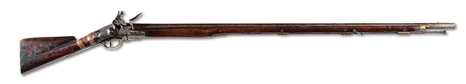 (A) VERY RARE BRITISH PATTERN 1730/40 FLINTLOCK BROWN BESS MUSKET WITH BATTLE OF WHITE PLAINS (1 of 17)