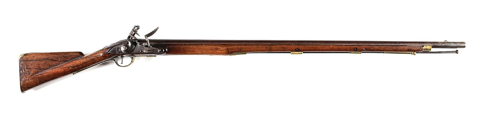 (A) SCARCE BRITISH EMERGENCY SHORT LAND PATTERN 1779-S BROWN BESS FLINTLOCK MUSKET.: This early production example is considered rare according to "The Brown Bess" by Erik Goldstein and Stewart Mowbray. See pages 132-136 for another example and detailed information about this pattern.