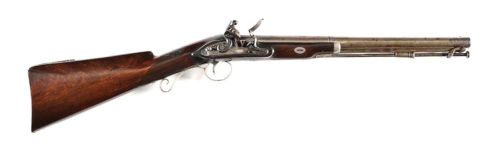 (A) IMPORTANT DOCUMENTED AMERICAN SILVER MOUNTED FLINTLOCK COACH GUN BY HASLETT OF BALTIMORE, EX (1 of 15)