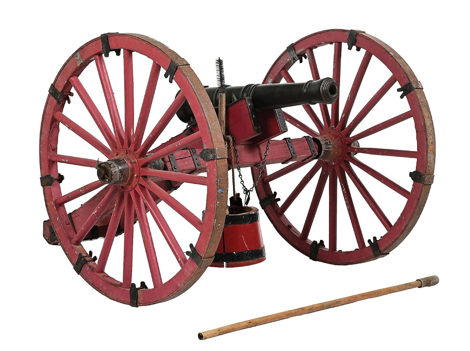 (A) REVOLUTIONARY WAR STYLE BROAD ARROW MARKED REPLICA GALLOPER CANNON ON FIELD CARRIAGE. (1 of 12)