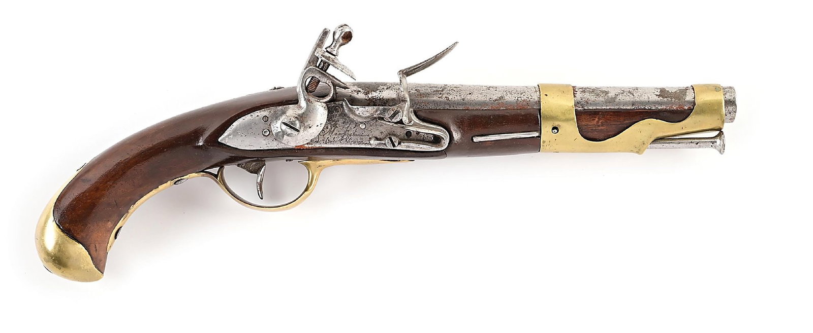(A) FRENCH ST. ETIENNE MANUFACUTURED 1763/73 FLINTLOCK PISTOL. (1 of 11)