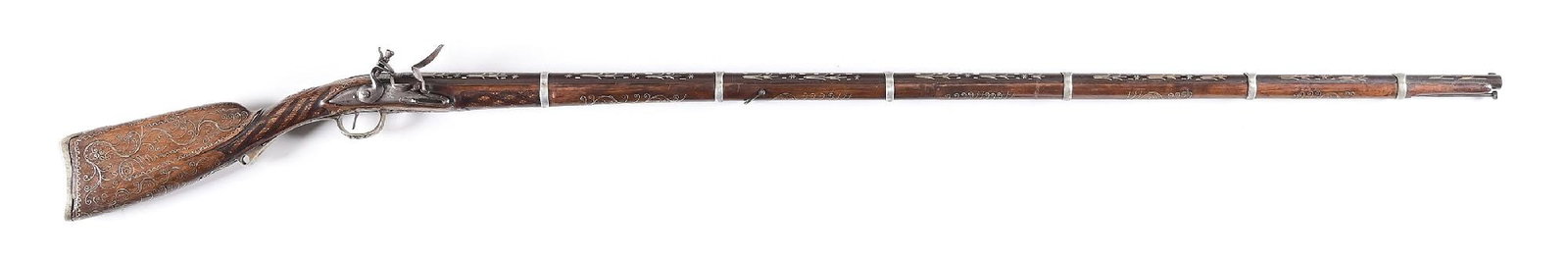 (A) ELABORATE INLAID EASTERN FLINTLOCK MUSKET. (1 of 13)