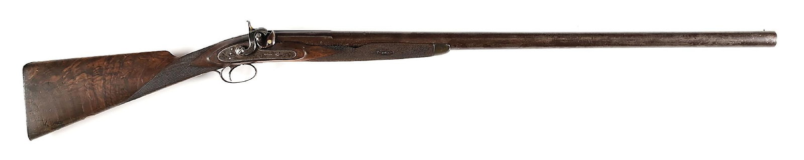 (A) THOMAS NEWTON 4 BORE PERCUSSION SPORTING OR PIGEON GUN. (1 of 11)