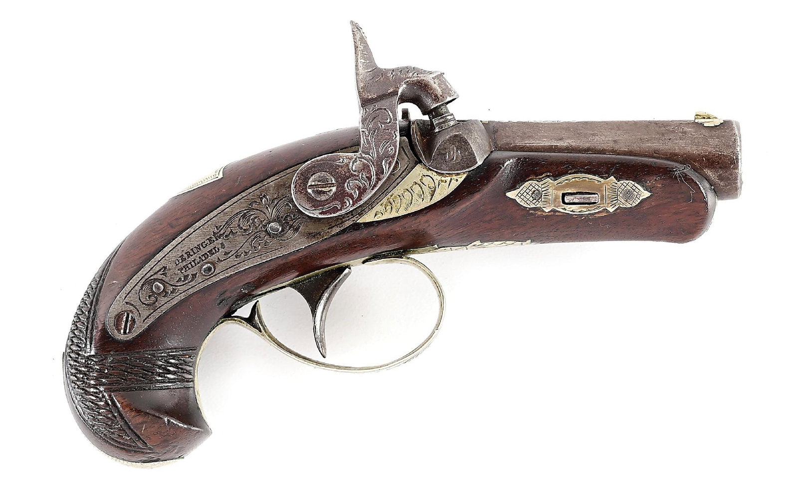(A) M.W. GALT & BRO. WASHINGTON DC AGENT MARKED PHILADELPHIA DERINGER PERCUSSION PISTOL. (1 of 9)