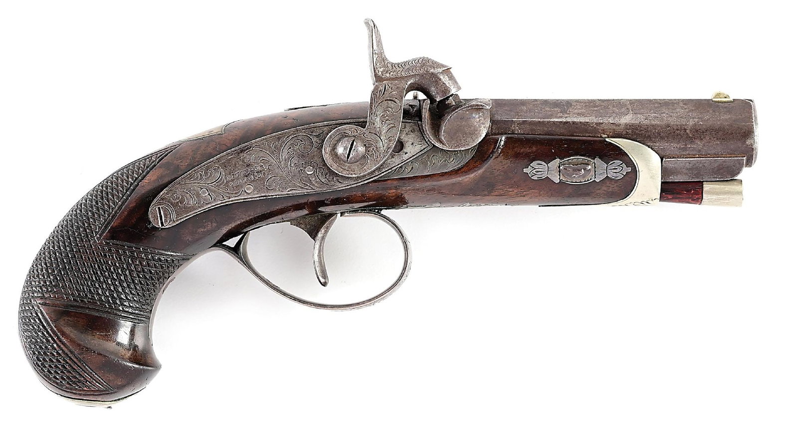 (A) HYDE & GOODRICH NEW ORLEANS CONFEDERATE AGENT MARKED PHILADELPHIA DERINGER PERCUSSION PISTOL. (1 of 10)