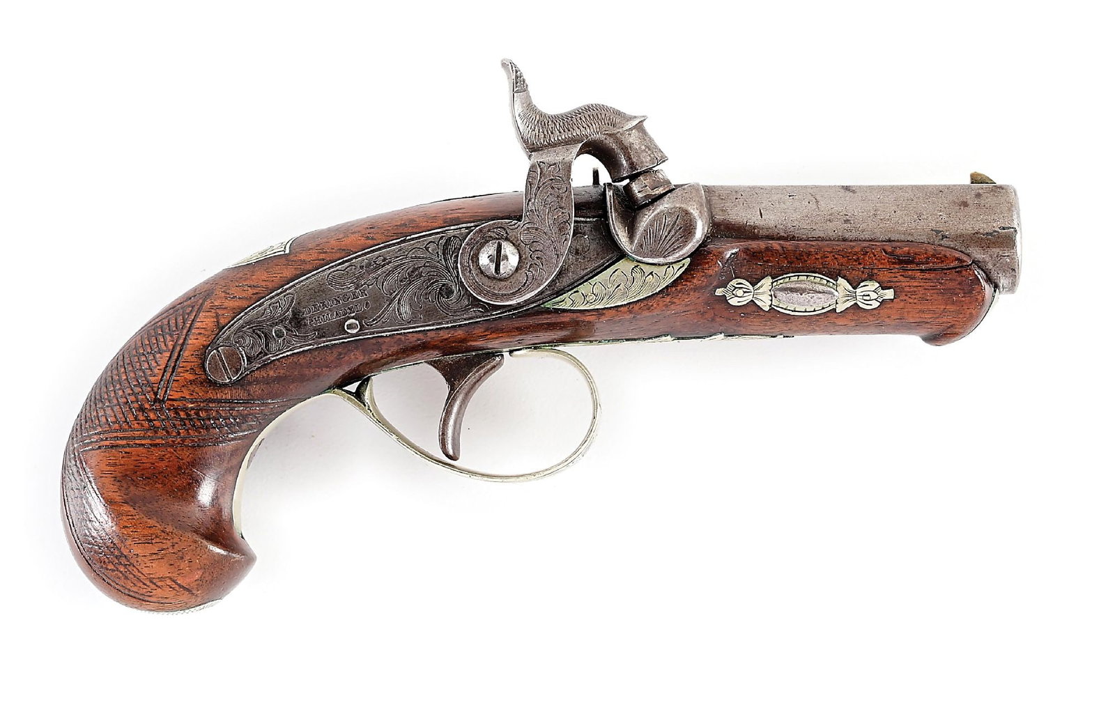 (A) SCARCE C. CURRY SAN FRANCISCO AGENT MARKED PHILADELPHIA DERINGER PERCUSSION PISTOL. (1 of 6)