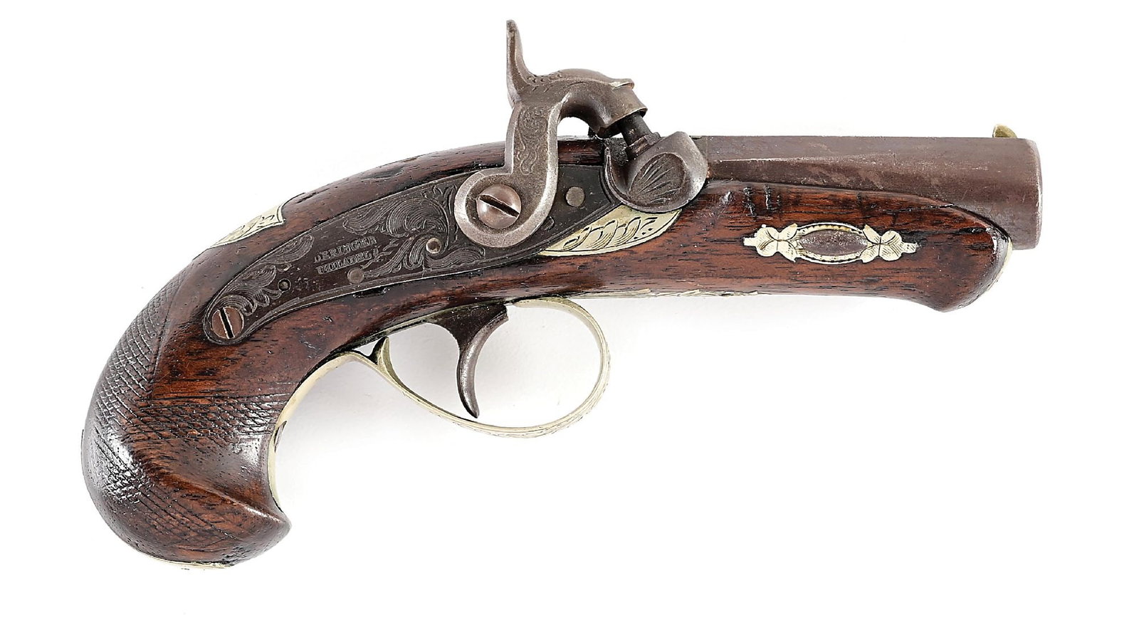 (A) N. CURRY & BRO. AGENT MARKED PHILADELPHIA DERINGER PERCUSSION PISTOL. (1 of 9)