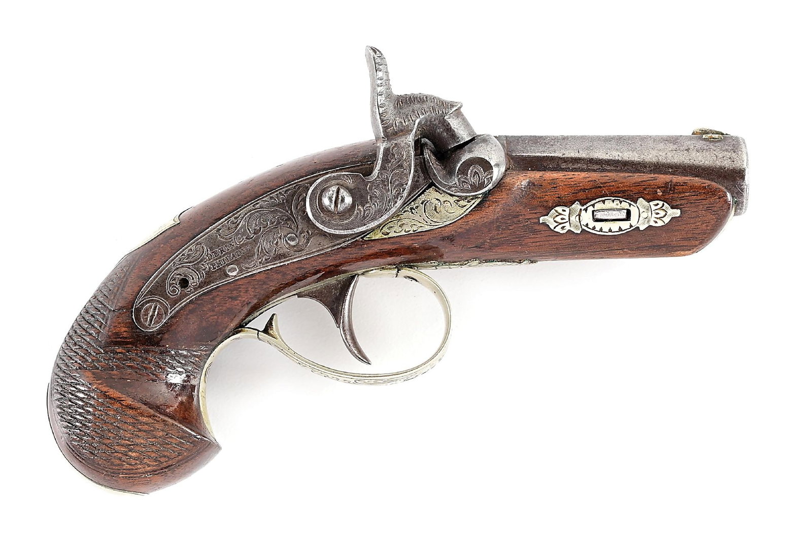 (A) RARE LUDEMAN & VIENNA MEMPHIS TENN. AGENT MARKED PHILADELPHIA DERINGER PERCUSSION PISTOL. (1 of 9)