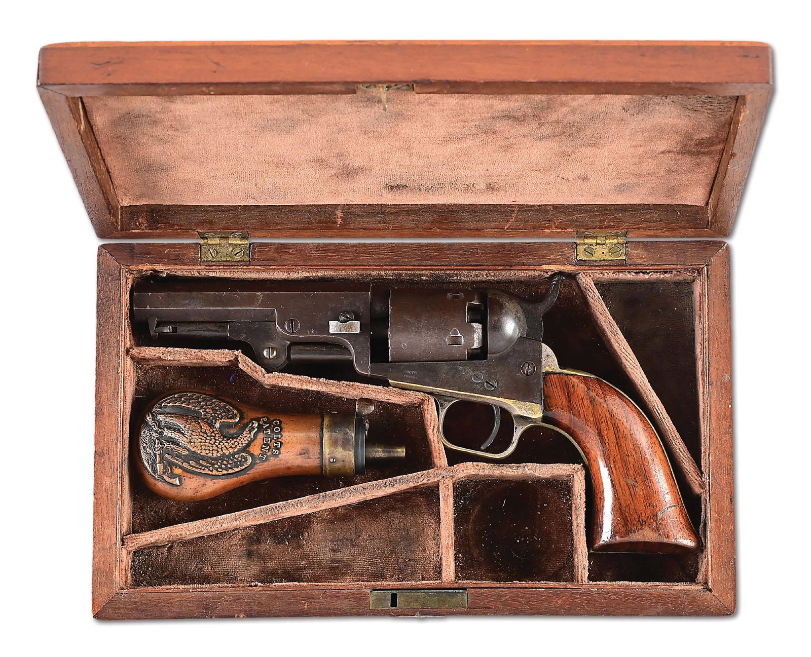 (A) CASED COLT MODEL 1849 POCKET PERCUSSION REVOLVER. (1 of 12)