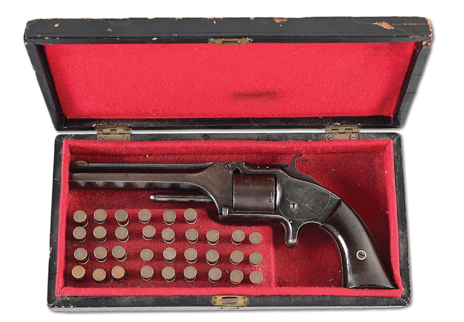 (A) CASED SMITH & WESSON NO. 2 SINGLE ACTION REVOLVER. (1 of 10)