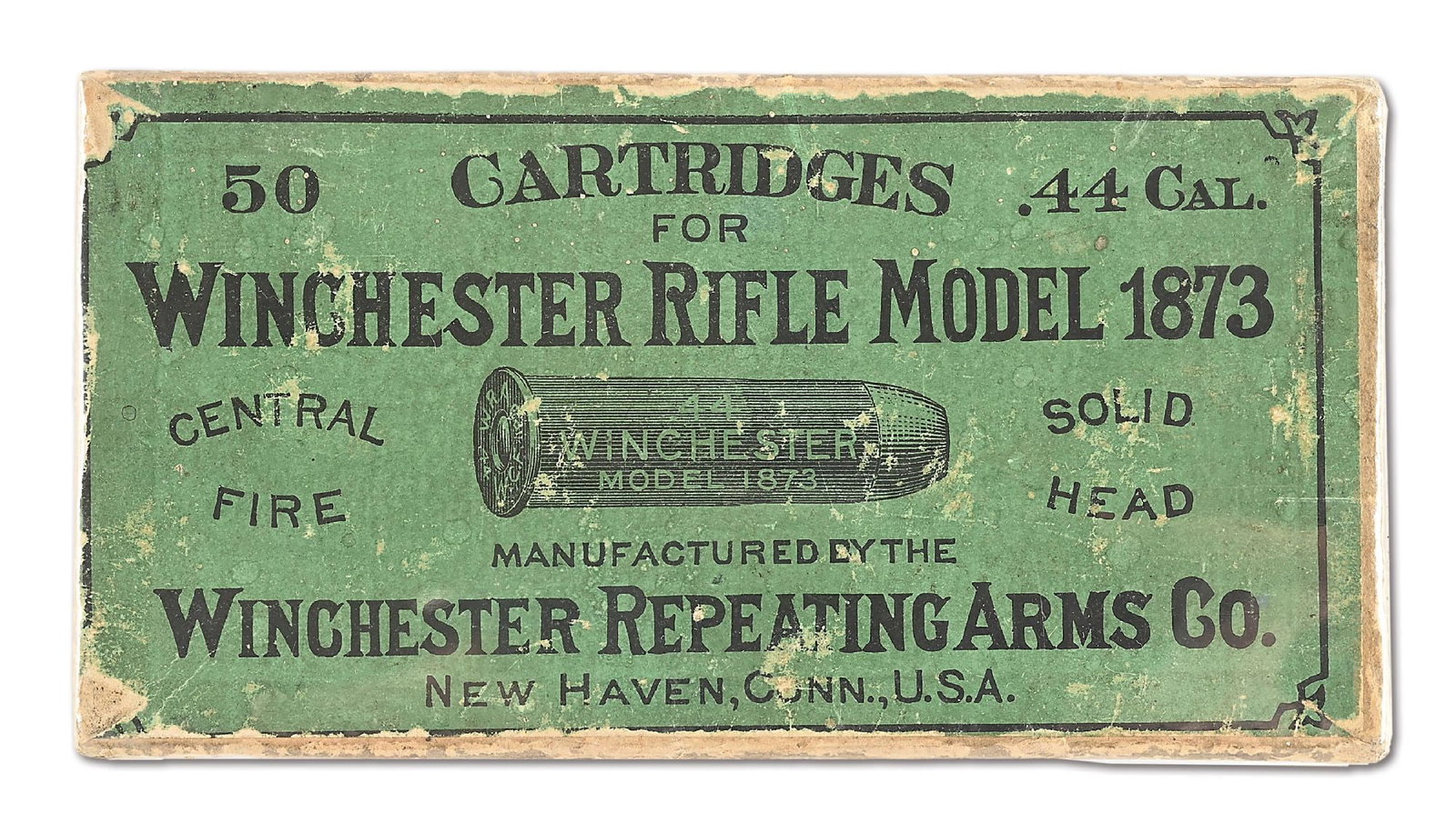 GREEN LABEL FULL PICTURE BOX OF WINCHESTER .44 CF AMMUNITION. (1 of 6)