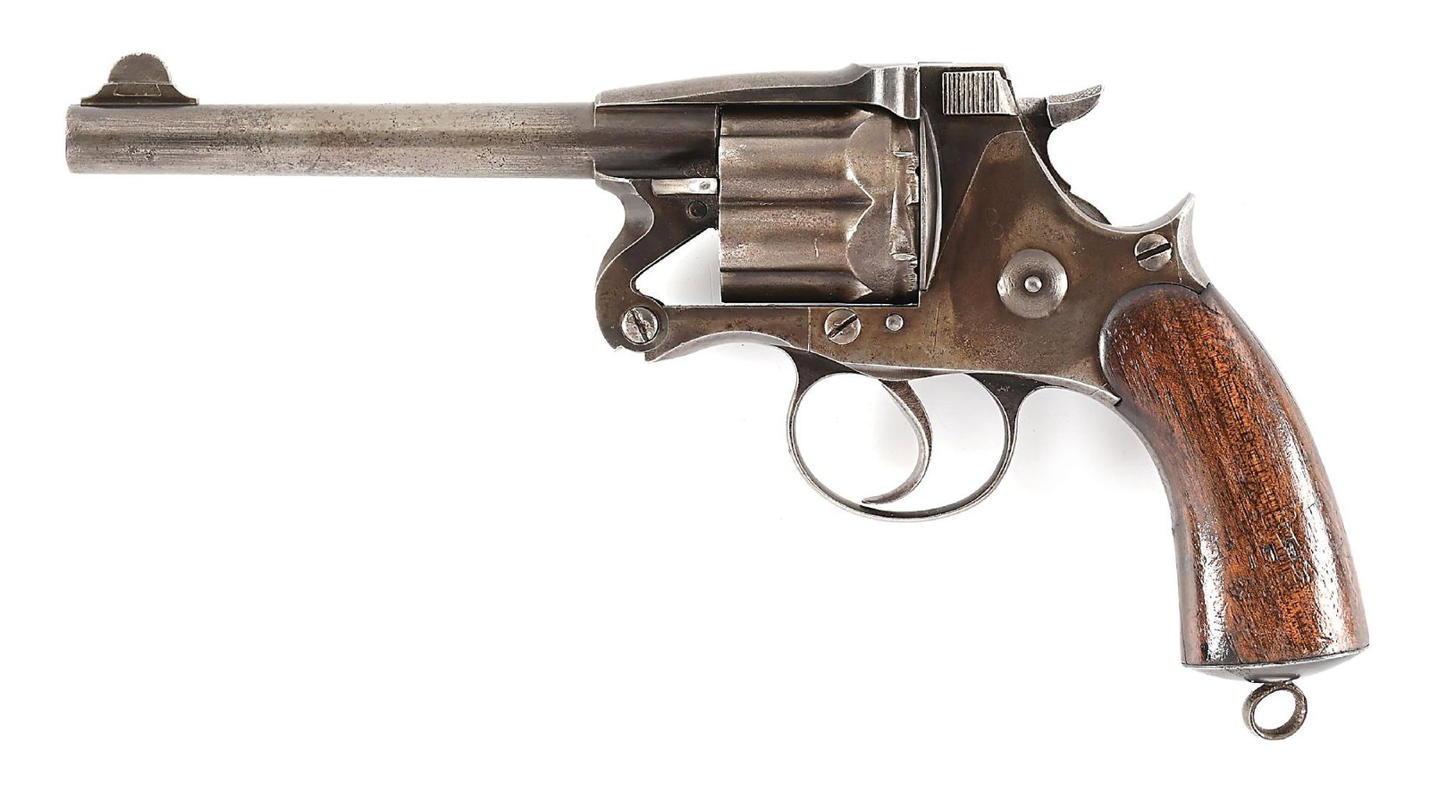 (A) RARE NORTH WEST MOUNTED POLICE ENFIELD MODEL 1882 MARK II DOUBLE ACTION .476 REVOLVER WITH: Enfield Mark II model 1882 revolver is by serial number, 173 of the first 200 received by NWMP. Only 1079 Enfield Mark II were supplied to the NWMP. The revolver served from 1880-87 and was later repl